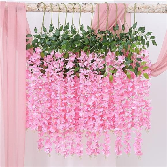 12Piece ArtificialSilk Wisteria Vine 3.6Feet Ratta Hanging Flower Garland String - Picture 4 of 5